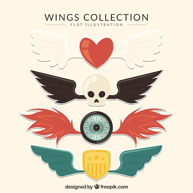 Free vector selection of awesome wings in flat design