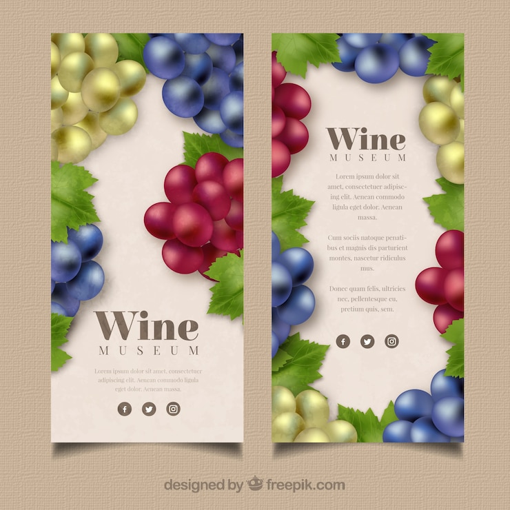 Free Vector selection of banners with grapes in different colors