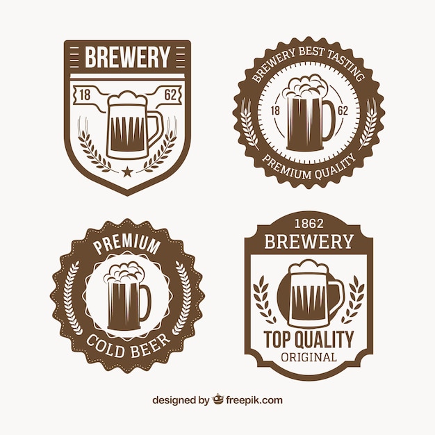 Free vector selection of beer labels in retro style