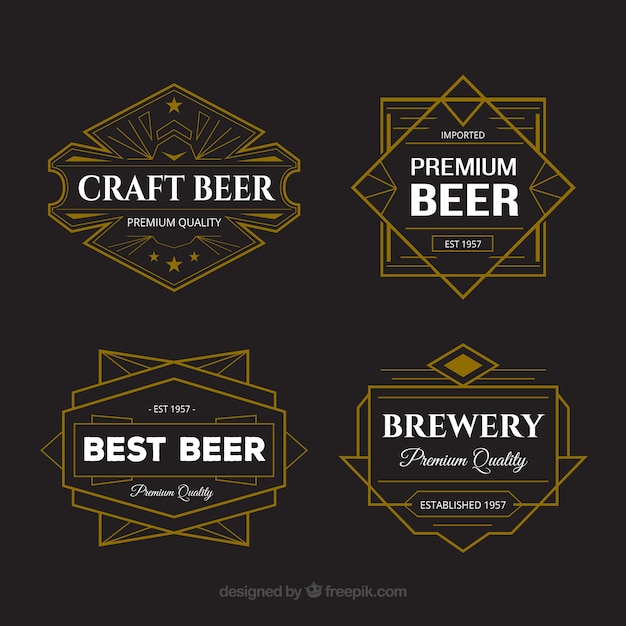 Free vector selection of beer stickers with geometric design