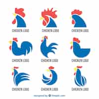 Free vector selection of blue rooster logos