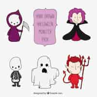 Free vector selection of characters with halloween costumes