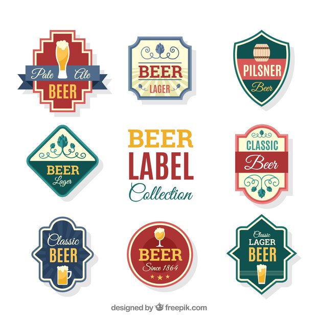 Selection of colored beer stickers