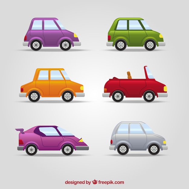 Vettore gratuito selezione di automobili colorate