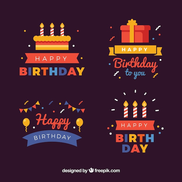 Selection of colorful birthday stickers