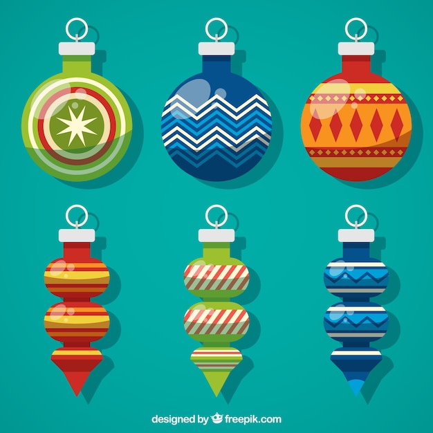 Free vector selection of colorful christmas balls