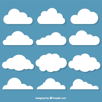 Selection of decorative clouds in flat design