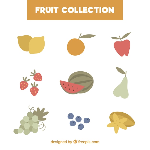 Selection of different fruits in flat design