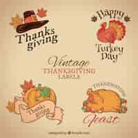 Free vector selection of different thanksgiving tags in warm colors