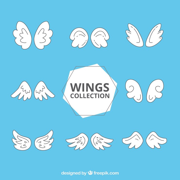 Free Vector selection of eight fantastic wings