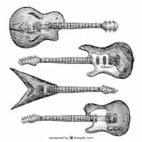 Free vector selection of electric guitars in vintage style