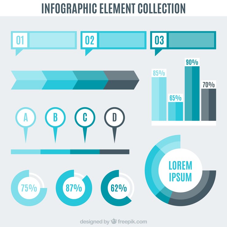 Free Vector selection of fantastic infographic elements in blue tones