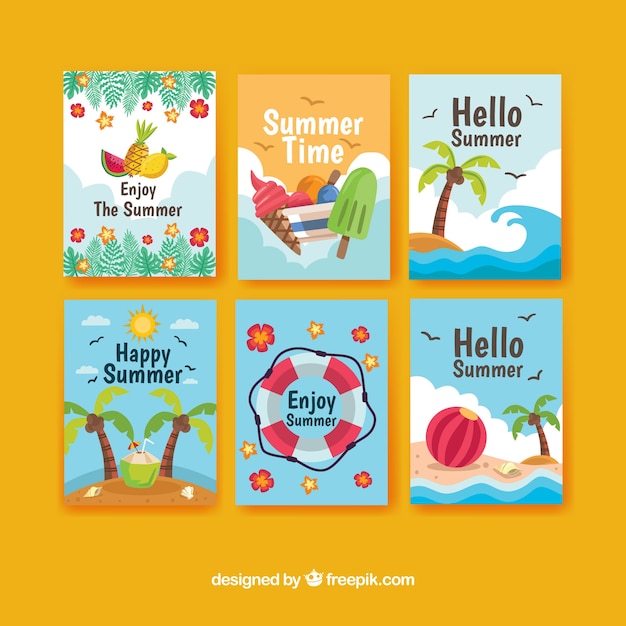 Free vector selection of fantastic summer cards