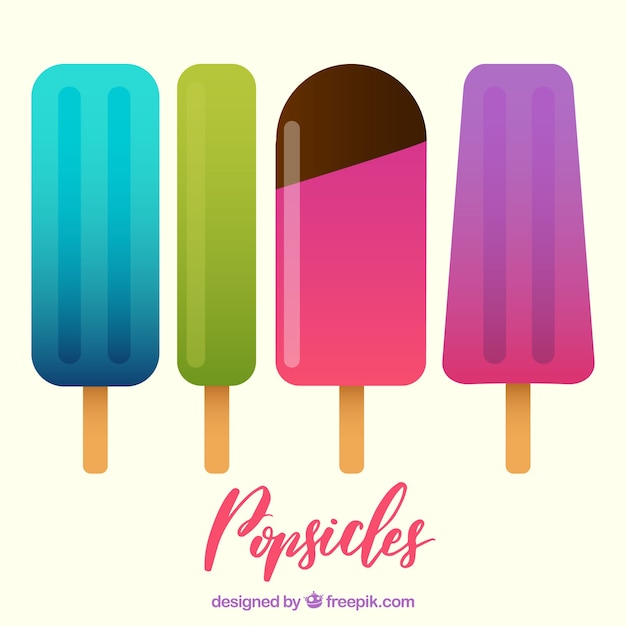 Vettore gratuito selezione di quattro popsicle colorati