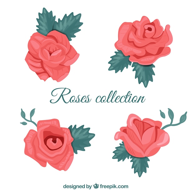 Free vector selection of four cute roses