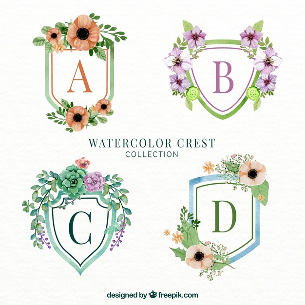 Free vector selection of four floral emblems