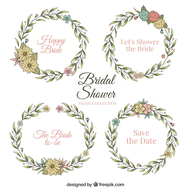 Free vector selection of four floral frames for weddings