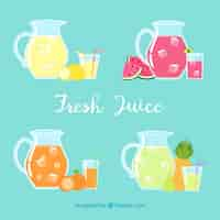 Free vector selection of four jars with fruit juices