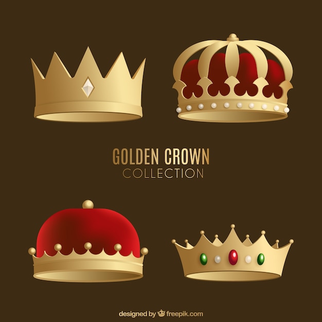 Selection of four luxury golden crowns