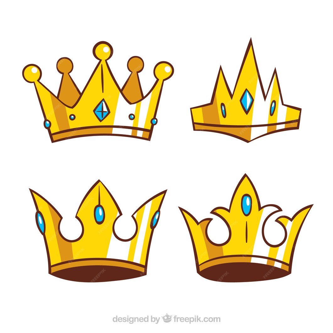 Premium Vector Selection of gold crowns in handdrawn style