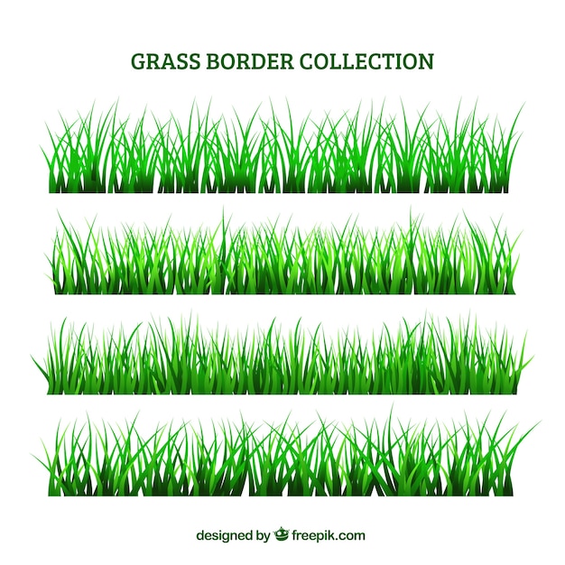 Vettore gratuito selezione dei bordi di erba in toni verdi