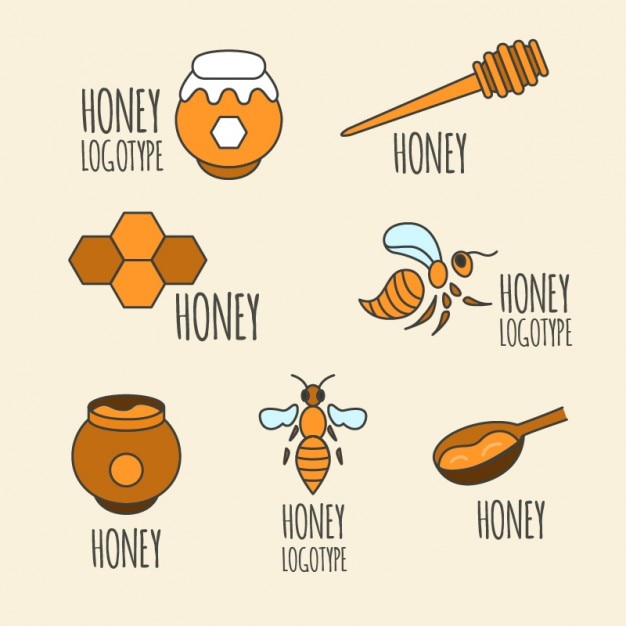 Free vector selection of hand drawn honey elements
