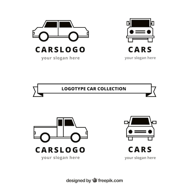 Vettore gratuito selezione di logotipi con veicoli piatte