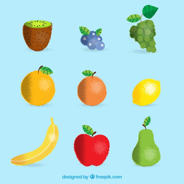 9種類のおいしい様々な果物の選択