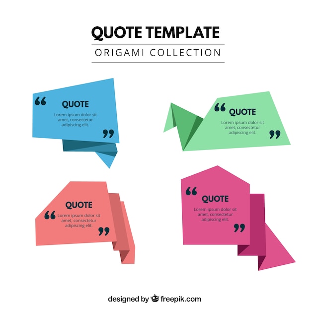 Free vector selection of origami labels for quotes