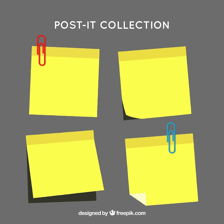 मुफ़्त वेक्टर selection of post-it notes with paperclips