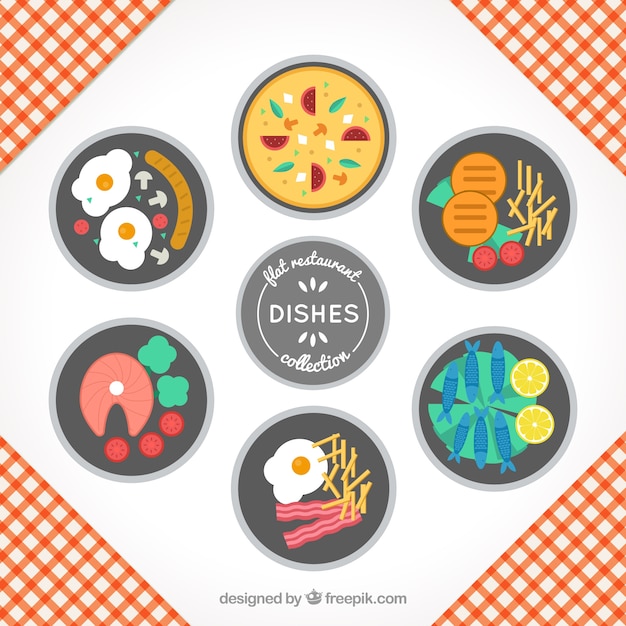 Free vector selection of six dishes restaurant