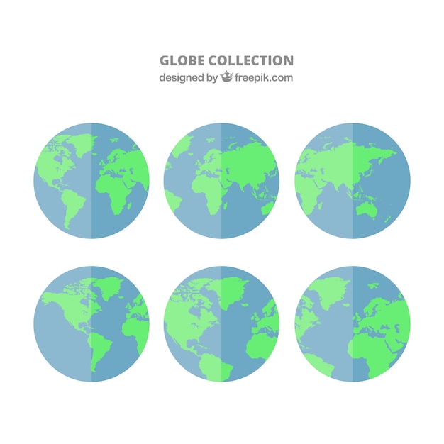 Free vector selection of six earth globes