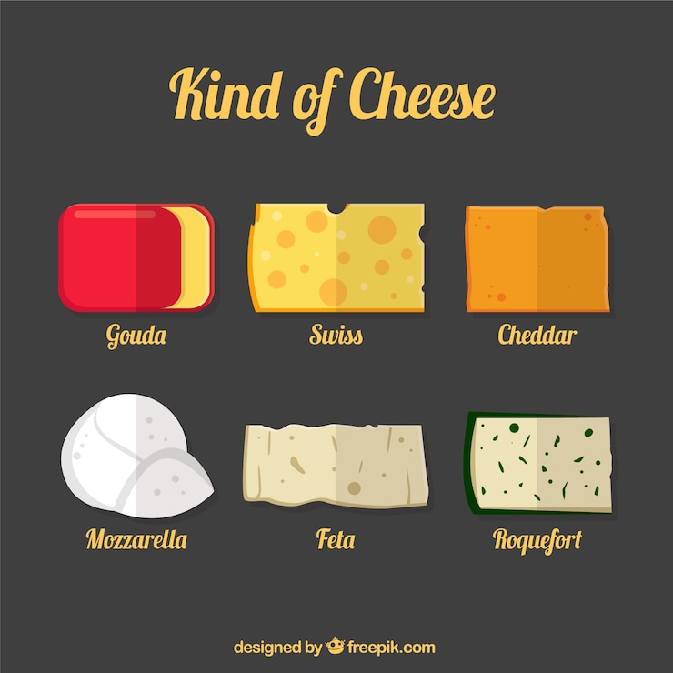 Free Vector selection of tasty cheeses