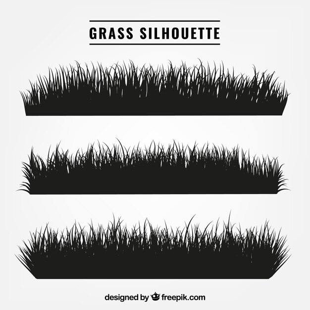 Selection of three grass silhouettes