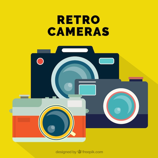 Free vector selection of three retro cameras