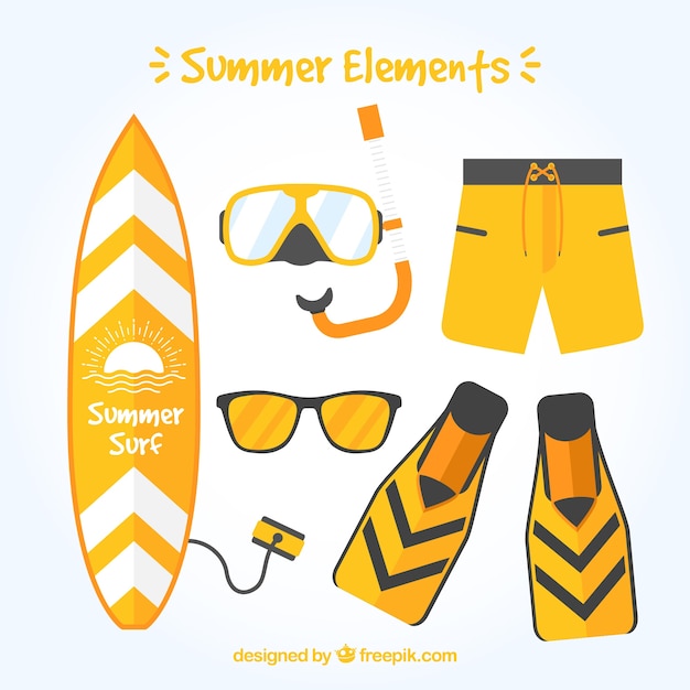 Free vector selection of yellow summer objects