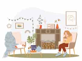 Free vector self care concept with cozy atmosphere symbols flat vector illustration