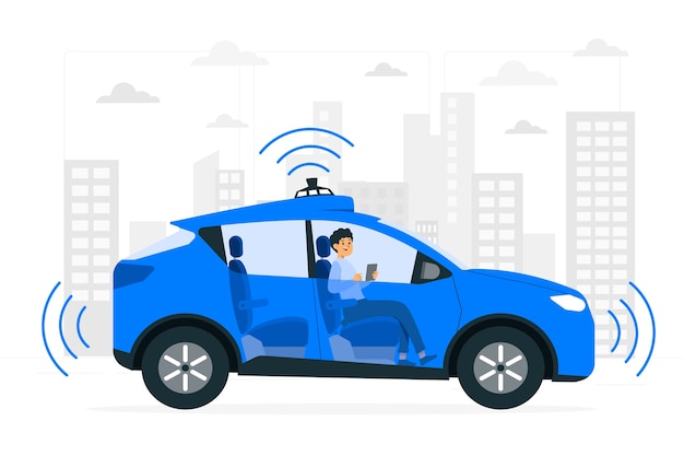 Illustrazione del concetto di auto a guida autonoma