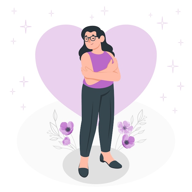 Free vector self hug concept illustration