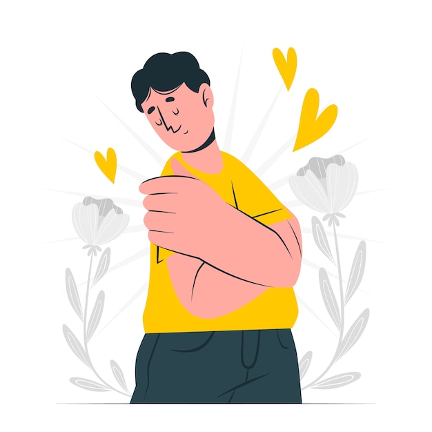 Free vector self hug concept illustration