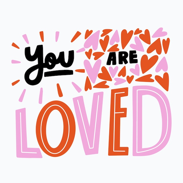 Free vector self-love lettering message