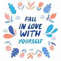 Free vector self love lettering with flowers