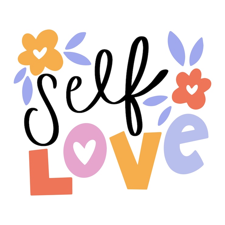 Free Vector self love lettering with flowers