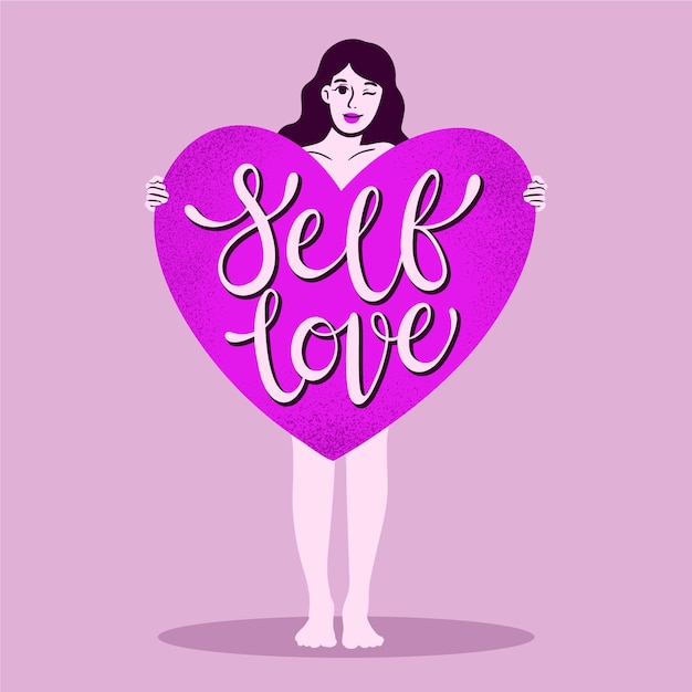 Vettore gratuito lettering amore per se stessi