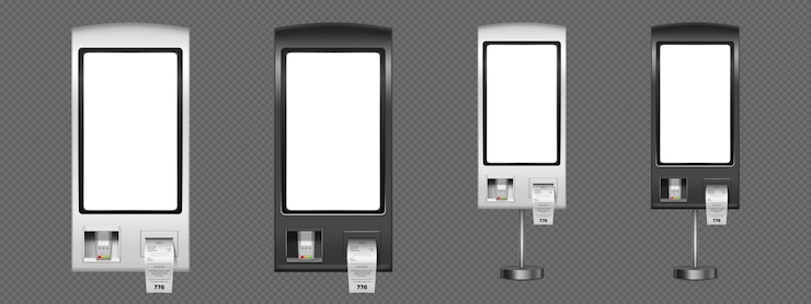 Free Vector self order kiosk realistic 3d vector mockup set