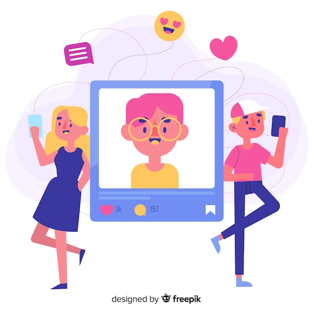 Free vector self photo concept illustrated with characters