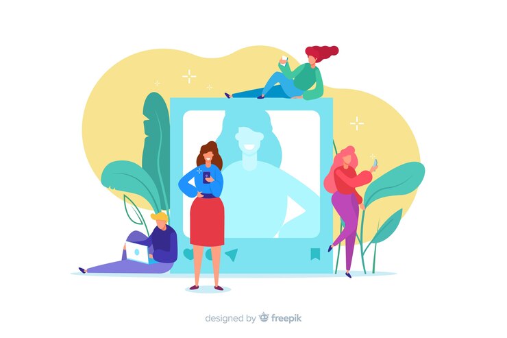 Free Vector self photo concept with characters 