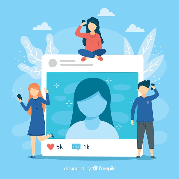 Free vector self photo concept with social application