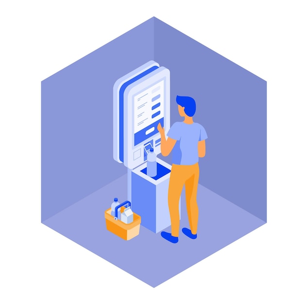 Self service cashier isometric view