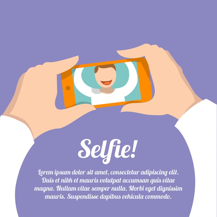 Free Vector selfie self portrait with text template
